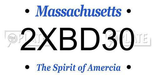 2XBD30 Massachusetts License Plate