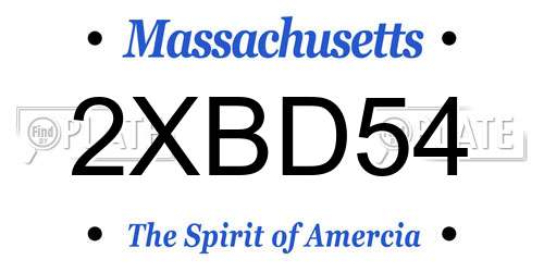 2XBD54 Massachusetts License Plate