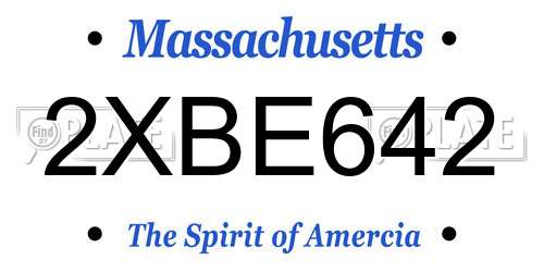2XBE642 Massachusetts License Plate