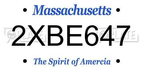 2XBE647 Massachusetts License Plate