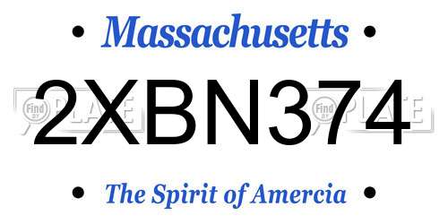 2XBN374 Massachusetts License Plate
