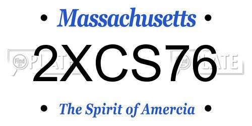 2XCS76 Massachusetts License Plate
