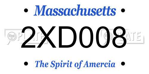 2XD008 Massachusetts License Plate