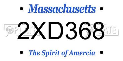 2XD368 Massachusetts License Plate