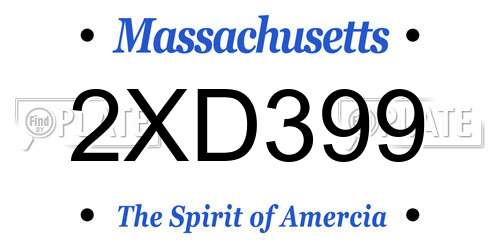 2XD399 Massachusetts License Plate