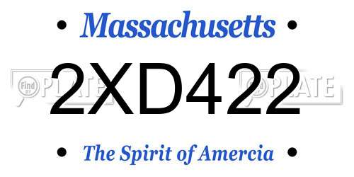 2XD422 Massachusetts License Plate