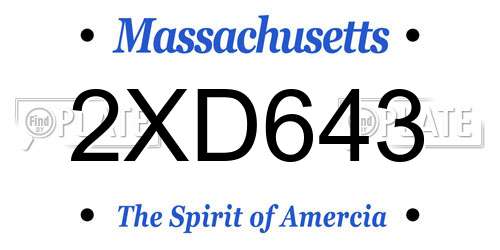 2XD643 Massachusetts License Plate