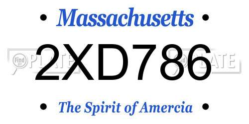 2XD786 Massachusetts License Plate
