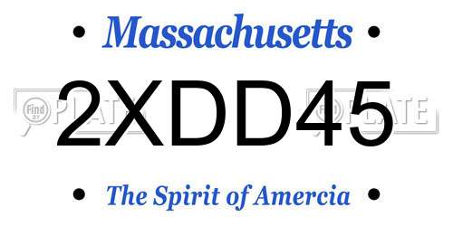 2XDD45 Massachusetts License Plate