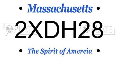 2XDH28 Massachusetts License Plate