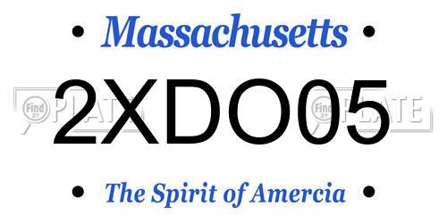 2XDO05 Massachusetts License Plate