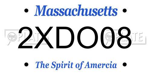 2XDO08 Massachusetts License Plate