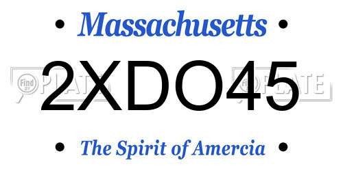 2XDO45 Massachusetts License Plate