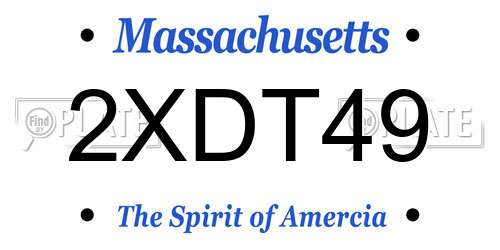 2XDT49 Massachusetts License Plate