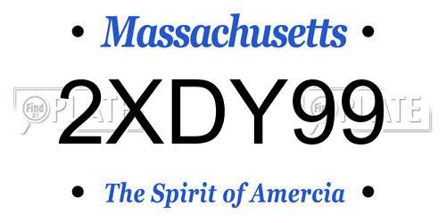 2XDY99 Massachusetts License Plate