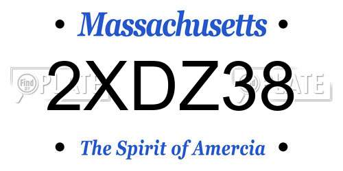 2XDZ38 Massachusetts License Plate