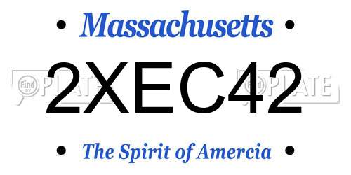 2XEC42 Massachusetts License Plate