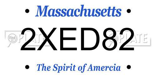 2XED82 Massachusetts License Plate