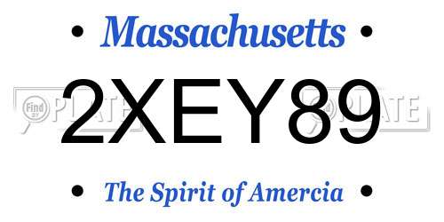 2XEY89 Massachusetts License Plate