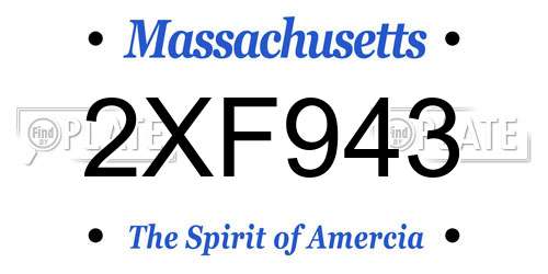 2XF943 Massachusetts License Plate