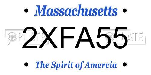 2XFA55 Massachusetts License Plate