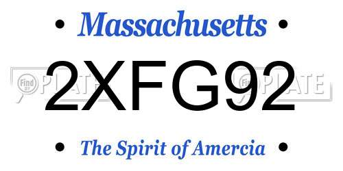 2XFG92 Massachusetts License Plate
