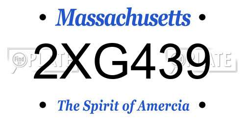 2XG439 Massachusetts License Plate