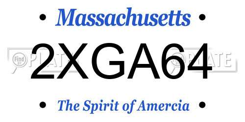 2XGA64 Massachusetts License Plate