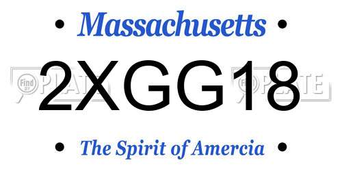 2XGG18 Massachusetts License Plate