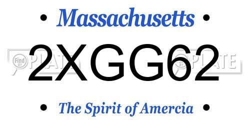 2XGG62 Massachusetts License Plate