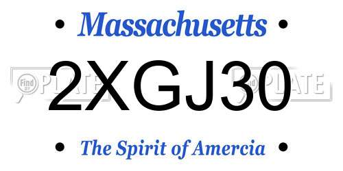 2XGJ30 Massachusetts License Plate