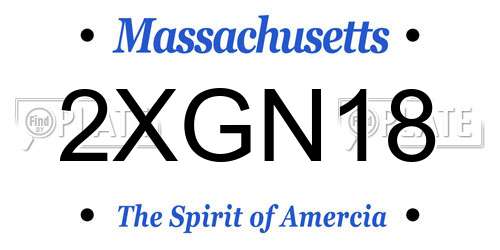 2XGN18 Massachusetts License Plate