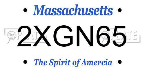 2XGN65 Massachusetts License Plate