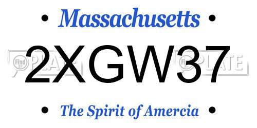 2XGW37 Massachusetts License Plate