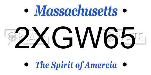 2XGW65 Massachusetts License Plate