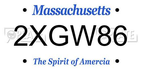 2XGW86 Massachusetts License Plate