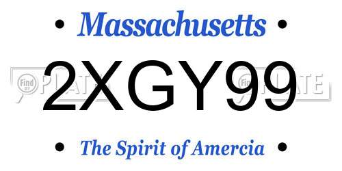 2XGY99 Massachusetts License Plate