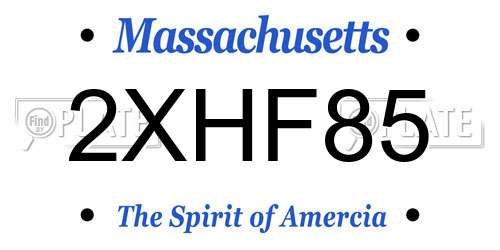 2XHF85 Massachusetts License Plate