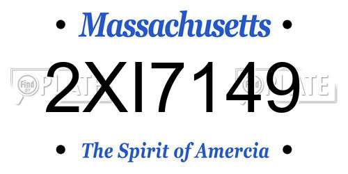 2XI7149 Massachusetts License Plate