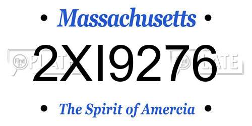 2XI9276 Massachusetts License Plate