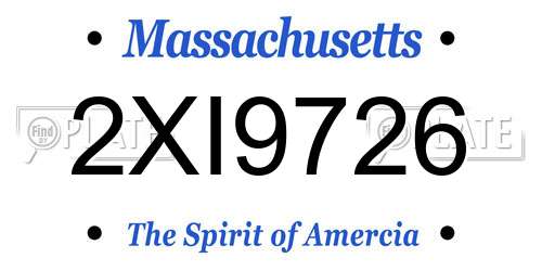 2XI9726 Massachusetts License Plate