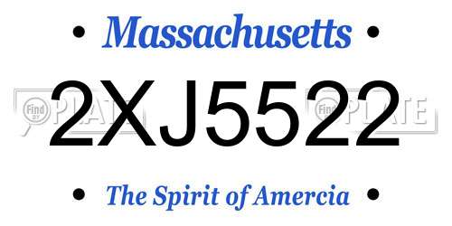 2XJ5522 Massachusetts License Plate
