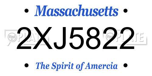 2XJ5822 Massachusetts License Plate