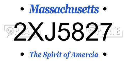 2XJ5827 Massachusetts License Plate