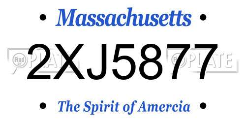 2XJ5877 Massachusetts License Plate