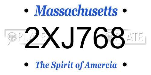 2XJ768 Massachusetts License Plate