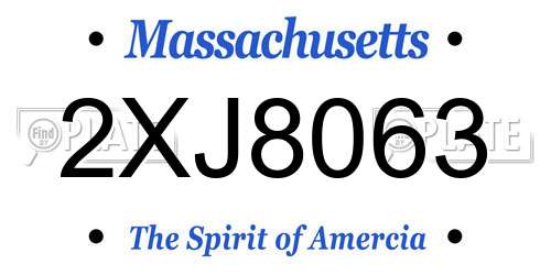 2XJ8063 Massachusetts License Plate