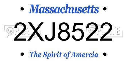 2XJ8522 Massachusetts License Plate