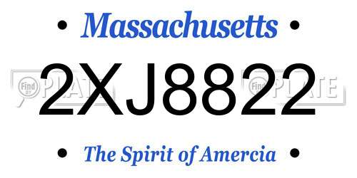 2XJ8822 Massachusetts License Plate