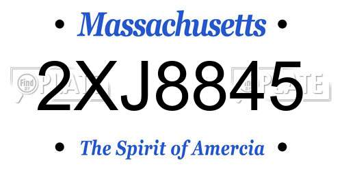 2XJ8845 Massachusetts License Plate